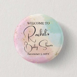 Rainbow Baby Shower Colourful Watercolor Custom 3 Cm Round Badge
