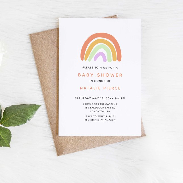 Rainbow Baby Shower Cute Minimalist Invitation (Creator Uploaded)