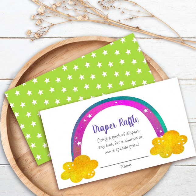 Rainbow Baby Shower Diaper Raffle Boho Modern Cute Enclosure Card (Creator Uploaded)