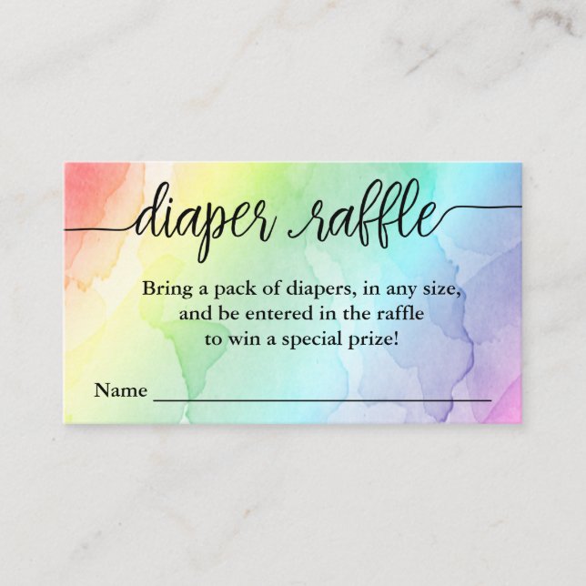 Rainbow Baby Shower Diaper Raffle Enclosure Card (Front)