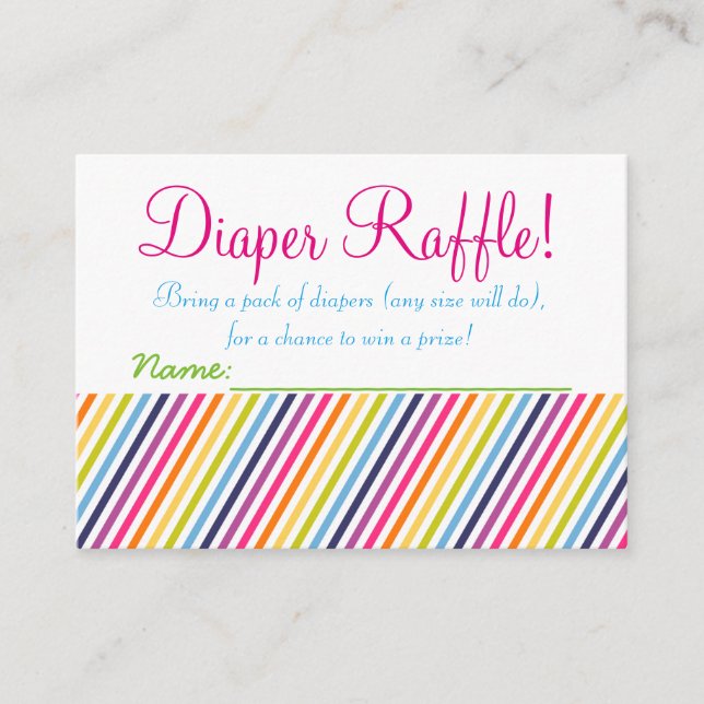 Rainbow Baby Shower Diaper Raffle Tickets Enclosure Card (Front)