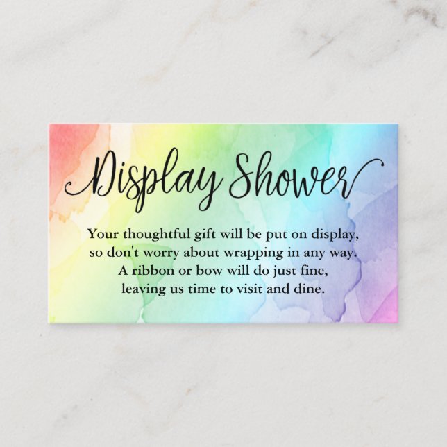 Rainbow Baby Shower Display Shower Insert Card (Front)