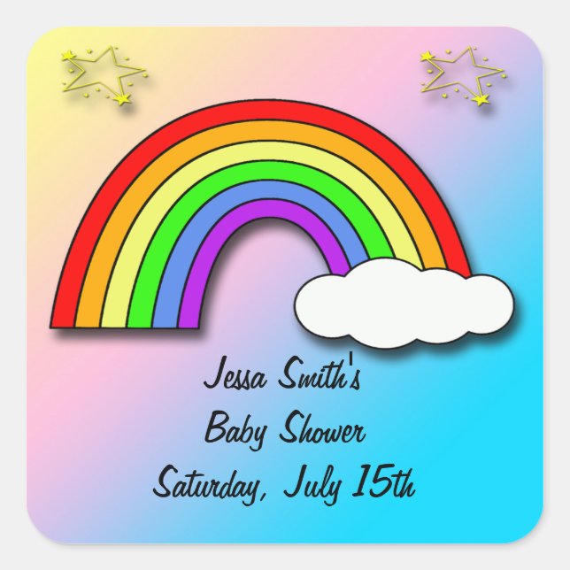 Rainbow Baby Shower Favour stickers (Front)
