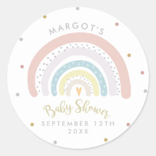 Rainbow Baby Shower Gender Neutral Classic Round Sticker