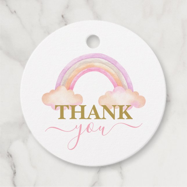 Rainbow Baby Shower Girl Favour Tags (Front)