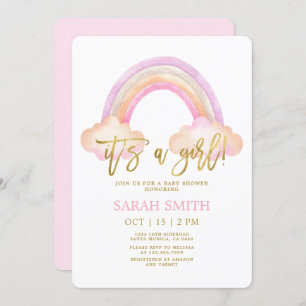 Rainbow Baby shower girl Invitation