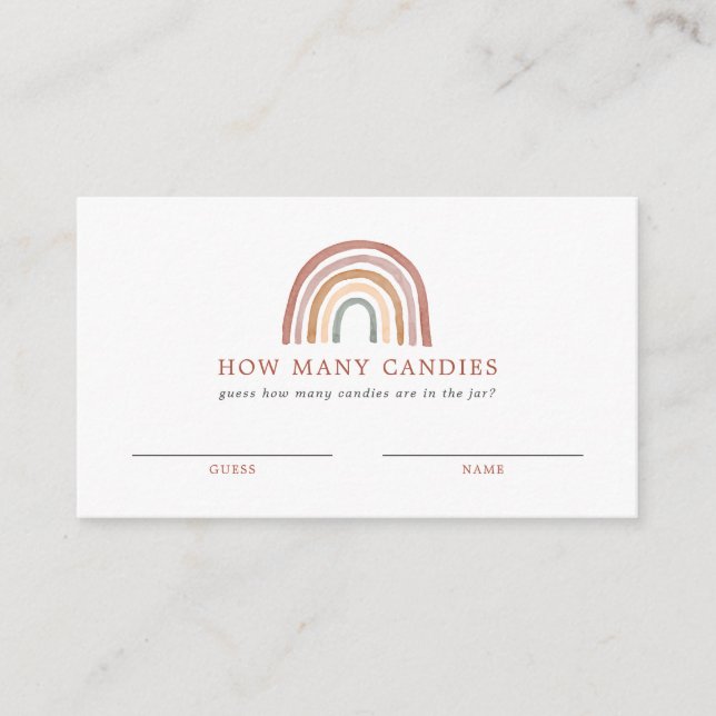 Rainbow Baby Shower Guess How Many Candies Card (Front)