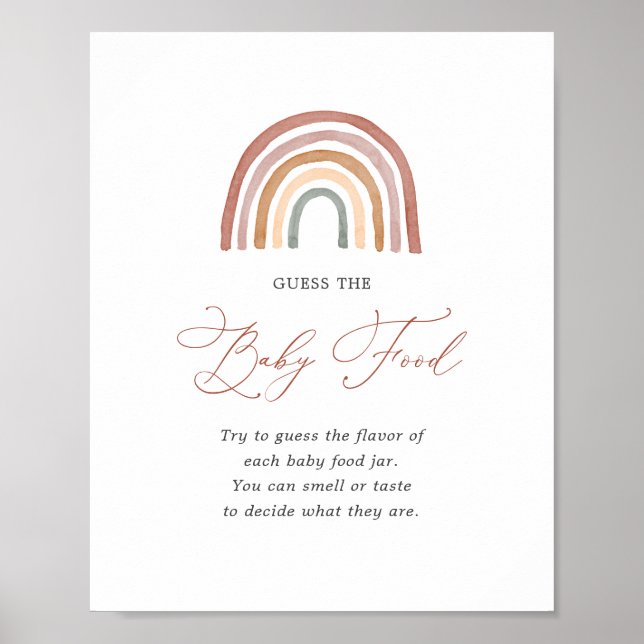 Rainbow Baby Shower Guess The Baby Food Sign (Front)