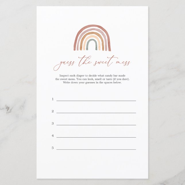 Rainbow Baby Shower Guess The Baby Sweet Mess Game (Front)