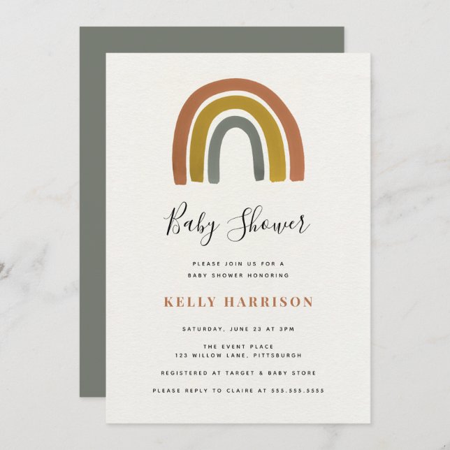 Rainbow Baby Shower Invitation (Front/Back)