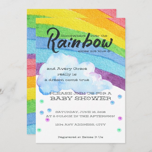 Rainbow Baby Shower Invitation (Front/Back)