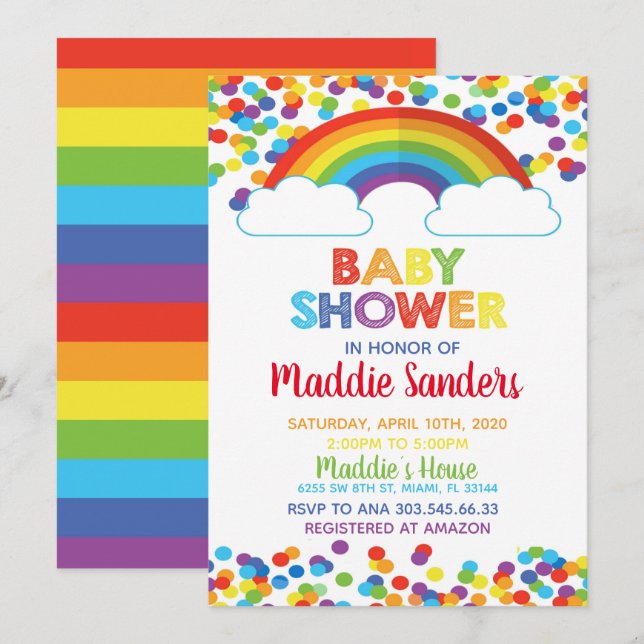 Rainbow Baby Shower Invitation (Front/Back)