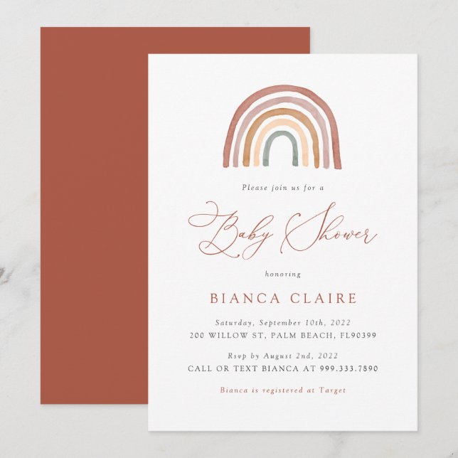 Rainbow Baby Shower Invitation (Front/Back)