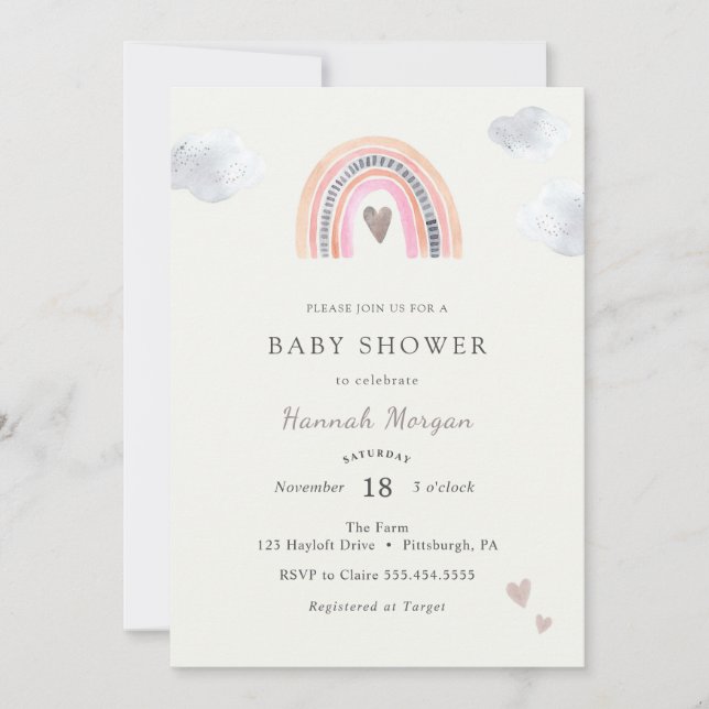 Rainbow Baby Shower invitation (Front)