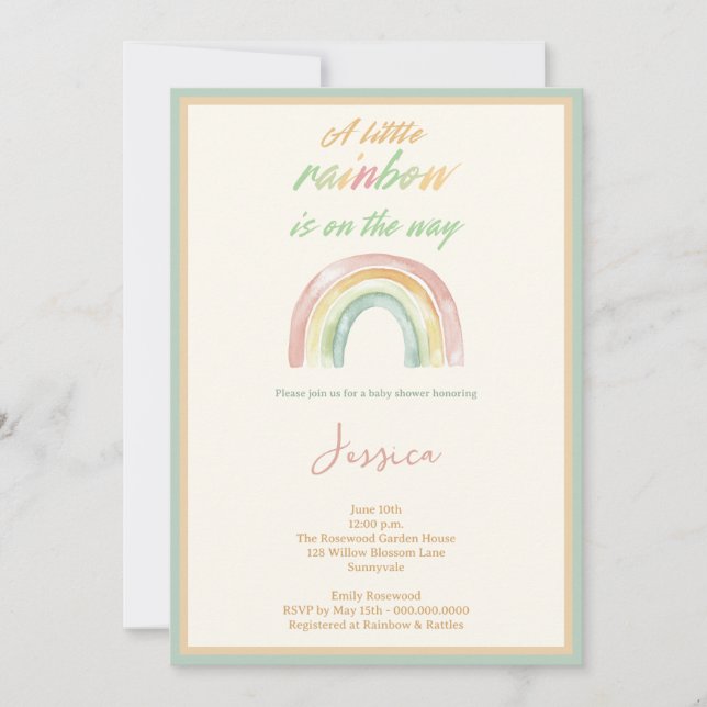 Rainbow Baby Shower Invitation (Front)