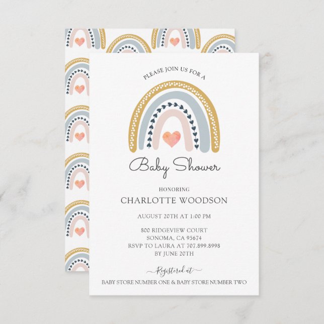 Rainbow Baby Shower Invitation (Front/Back)