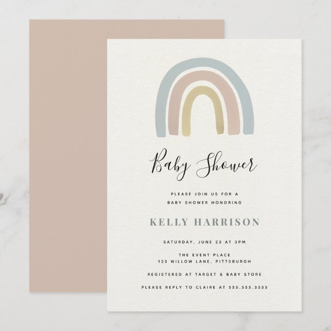 Rainbow Baby Shower Invitation (Front/Back)