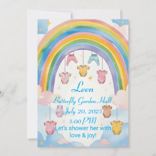 Rainbow Baby Shower Invitation for Girl 