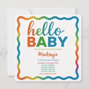 Rainbow baby shower invitation personalised invite