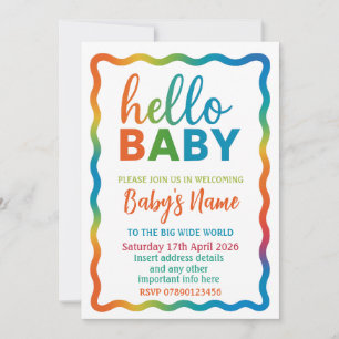 Rainbow baby shower invitation personalized invite
