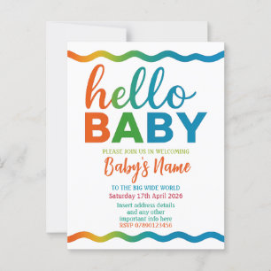 Rainbow baby shower invitation personalized invite postcard