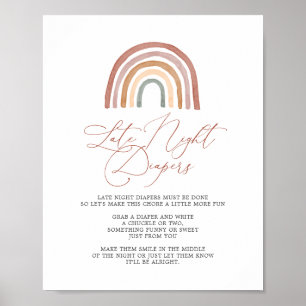 Rainbow Baby Shower Late Night Diapers Sign