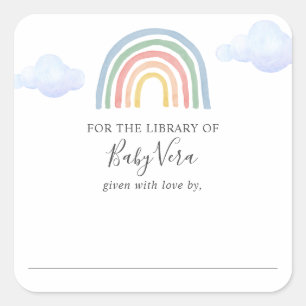 Rainbow Baby Shower Library Square Sticker