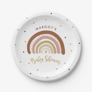 Rainbow Baby Shower Muted Pastel Rainbow Paper Plate