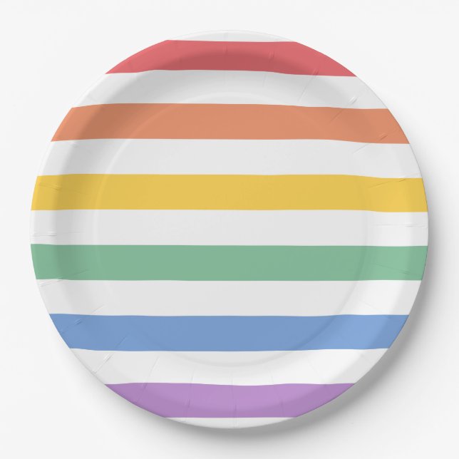 Rainbow Baby Shower or Birthday  Paper Plate (Front)