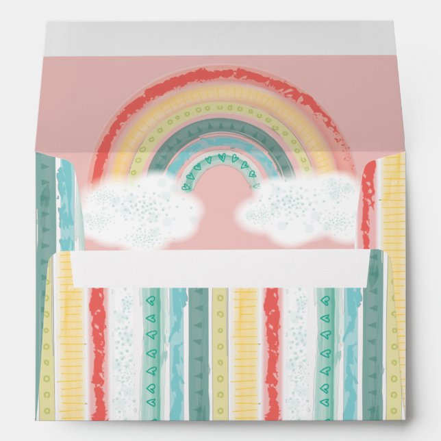 Rainbow Baby Shower Pink Envelope (Back (Bottom))