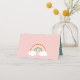 Rainbow Baby Shower Pink Place Card