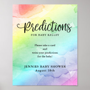 Rainbow Baby Shower Prediction Card Display Poster