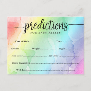 Rainbow Baby Shower Predictions Card