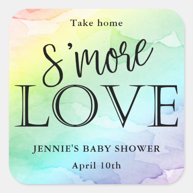 Rainbow Baby Shower, S'More Love Favour Tag (Front)