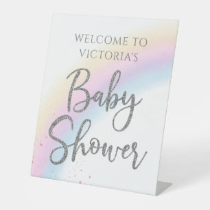 Rainbow Baby Shower Welcome Table Sign