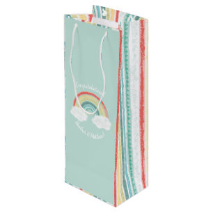Rainbow Baby Shower Wine Gift Bag