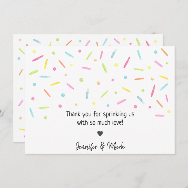 Rainbow Baby Sprinkle Confetti Neutral Thank You Card (Front/Back)