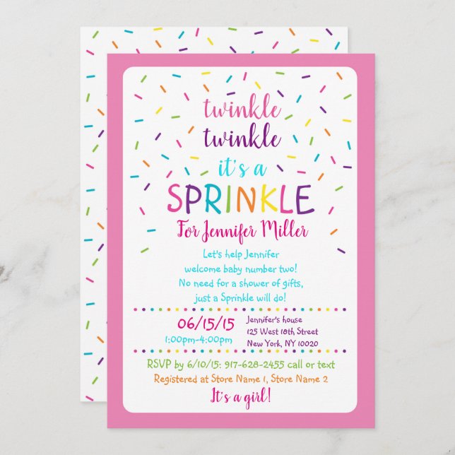 Rainbow Baby Sprinkle Invitation (Front/Back)