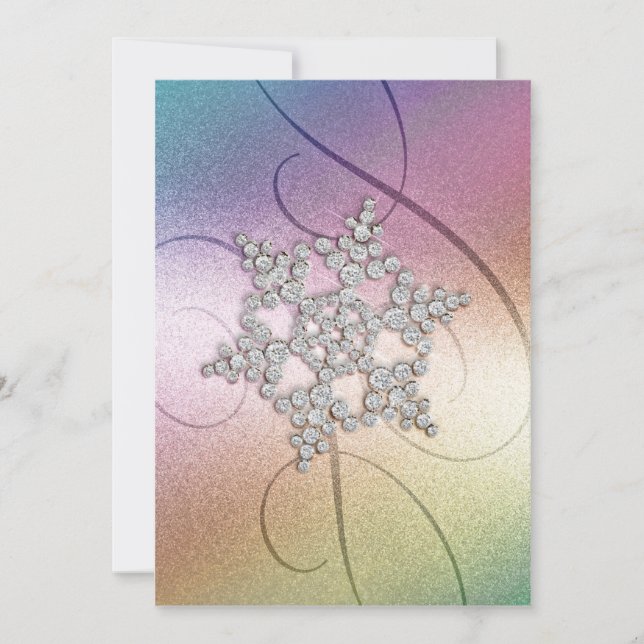 Rainbow Background Crystal Snowflake Invitation (Front)