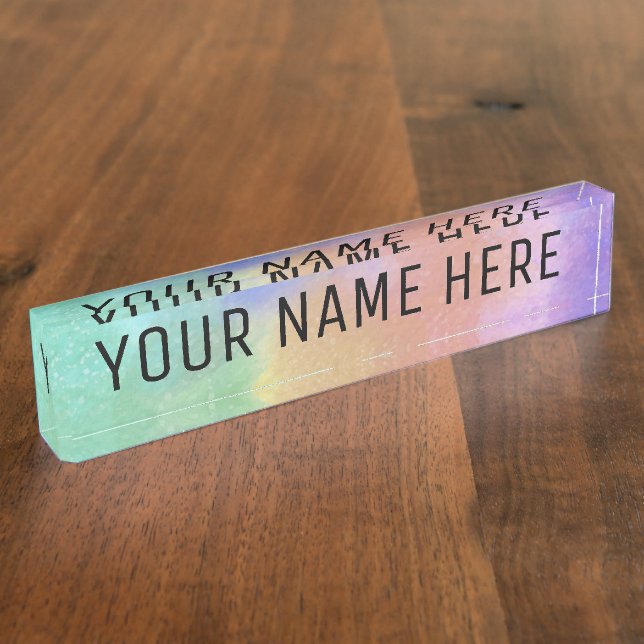 Rainbow background - Customise your own  Desk Name Nameplate (Side)