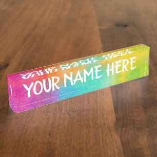 Rainbow background - Customise your own Desk Name Nameplate