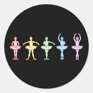 Rainbow Ballerinas Classic Round Sticker