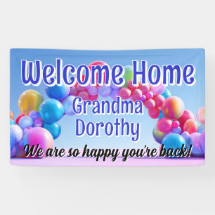 Rainbow Balloon Arch Custom Welcome Home Sign