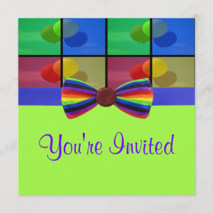 Rainbow Balloon Birthday Celebration Invitation