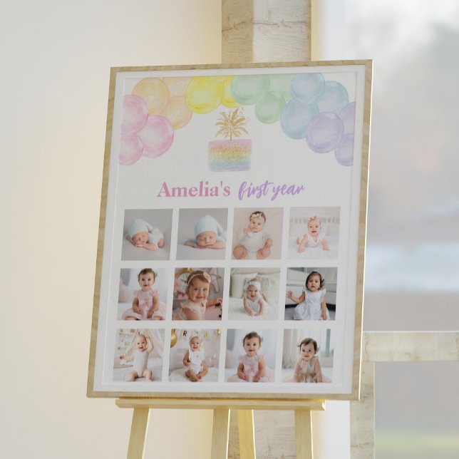 Rainbow Balloon Birthday Photo Milestone Sign (Creator Uploaded)
