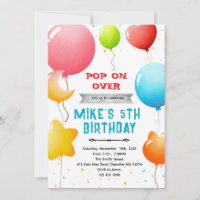 Rainbow Balloons Birthday Invitation