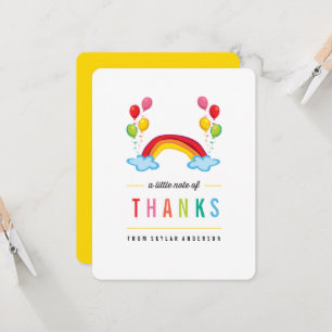 Rainbow & Balloons Birthday Thank You Note Card
