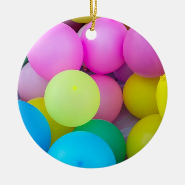 Rainbow Balloons Ceramic Tree Decoration (Front)