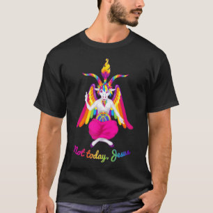 Rainbow Baphomet Not Today Jesus Kawaii Hail Satan T-Shirt