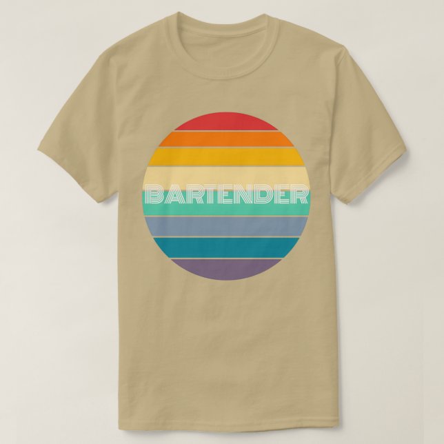 Rainbow BARTENDER Retro Vintage T-Shirt (Design Front)